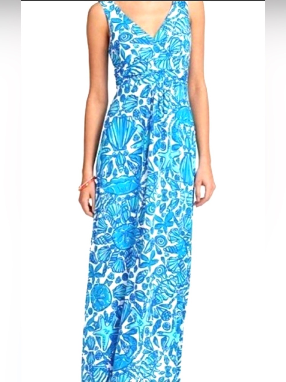 Lilly Pulitzer blue seashell maxi dress Sleevless 
SZ XS EUC
